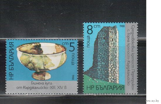 Болгария-1988, (Мих.3700-3701) , **   , Культура, Памятники,  (полная серия)
