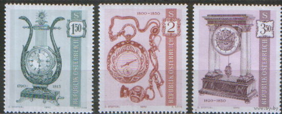 Полная серия из 3 марок 1970г. Австрия "Часы" MNH Выпуск 2