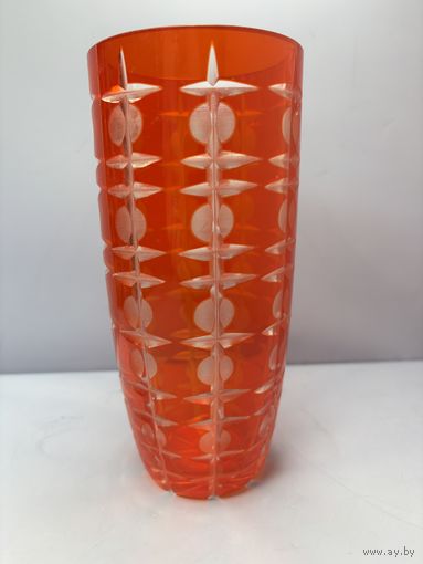 Ваза для цветов с рельефным декором, стекло, СССР, 1970-1990 гг.