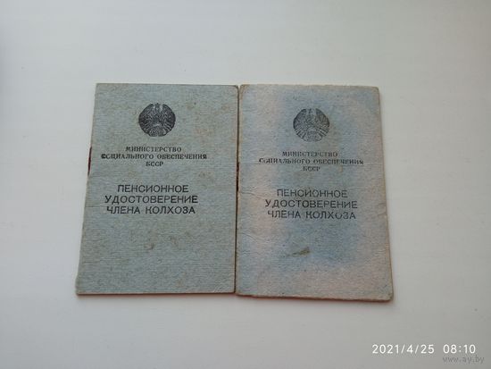 2 пенсионных удостоверения