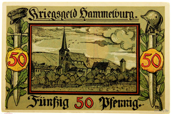 РАСПРОДАЖА!!! - ГЕРМАНИЯ ХАММЕЛЬБУРГ (БАВАРИЯ) 50 пфеннигов 1918 год