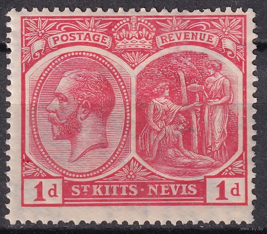 181.BrK. Великобритания. Колонии. Сент Китс и Невис. Георг V. 1921 г.  1d. Mi.#38.