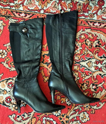 Сапоги осенние женские р.38 на каблуке, б.у в отличном состоянии