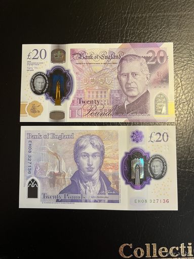 Великобритания 20 фунтов образца 2023 года pw400 UNC