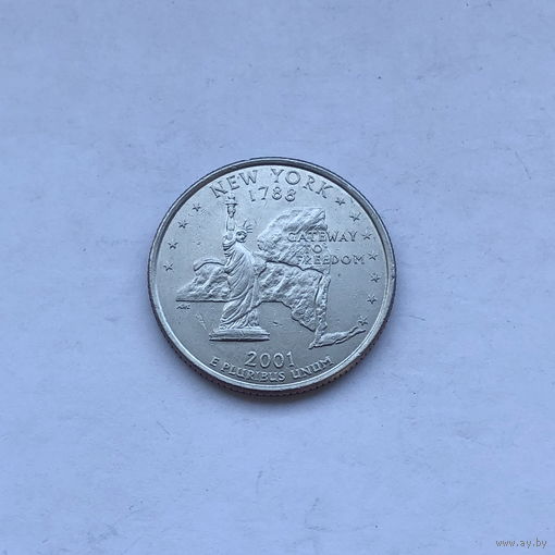 25 центов 2001 D штат Нью-Йорк