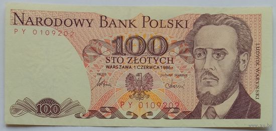 Польша 100 Злотых 1986 Серия -PY-, XF, 431