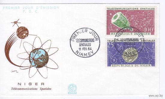 Конверт Первого Дня Нигер 1964г. Космос США.Спутники связи. СЕРИЯ. ГАШЕНИЕ СПЕЦШТЕМПЕЛЕМ.