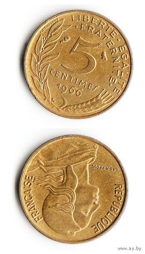 5 сантимов Франция 1966 год