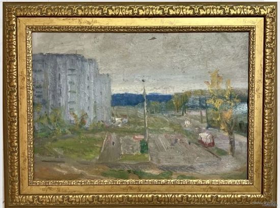 Рей И.П "Минск.Городская окраина",1979г.К/М.р35х50 см.