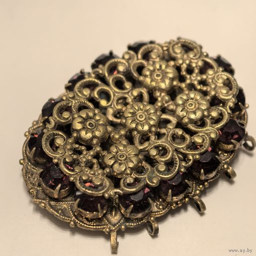 Брошь с гранатовыми кристаллами. Чехословакия