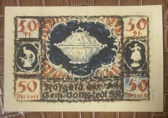 Нодгельд 50 пфеннигов 1921 год. Фолькштедт. Веймарская республика