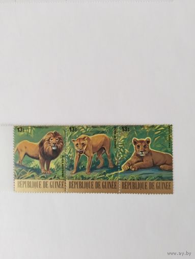 Гвинея  1977 3м сцепка  дикие животные