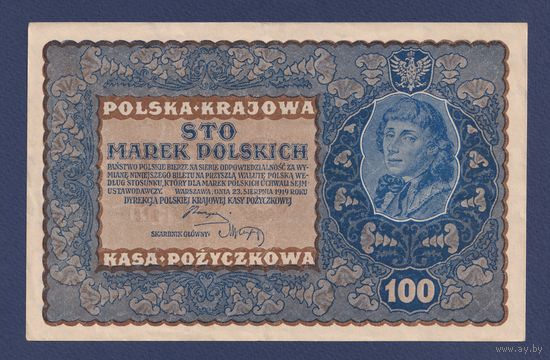 Польша, 100 марок 1919 г., P-27, XF