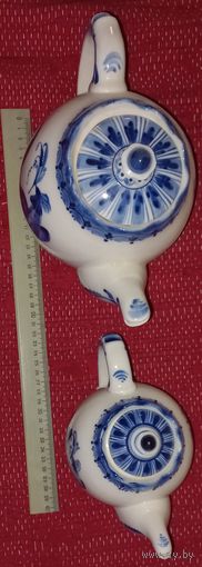 2чайника ГЖЕЛЬ большой и малый авторская работа1990