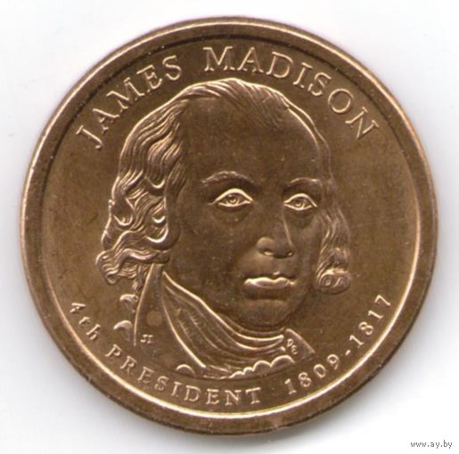 1 доллар США 2007 год 4-й Президент Джеймс Мэдисон двор Р _состояние аUNC