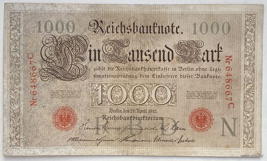 Германия 1000 марок 1910 г. Красная печать
