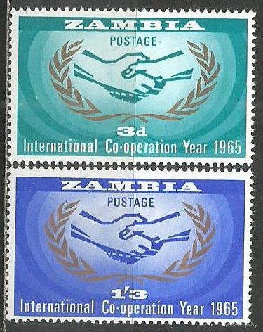 Замбия. 20 лет ООН. 1965г. Mi#20-21. Серия.