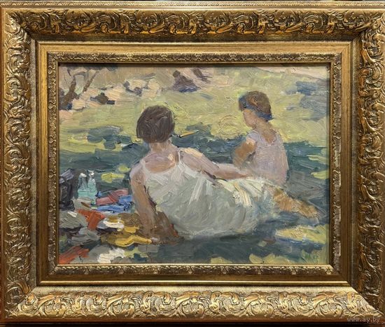 Ахремчик И.О. Народный художник. "На отдыхе", 1952г . К,М. с рамой 57х47 см.