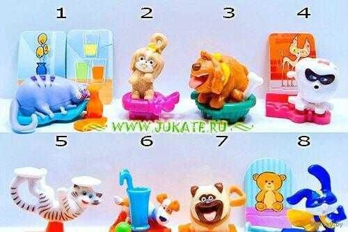 Игрушки из киндер сюпризов серии Тайная жизнь животных номера 1,2,3,6,7
