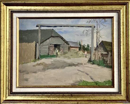 Дорошевич Ф.И;Сельский вид;картон/масло;24/35см