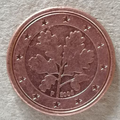 Германия 1 евроцент, 2004 г. отметка мд "F" Штутгарт, KM# 207
