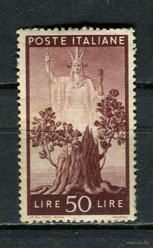 Королевство Италия - 1945/1948 - Цветущее дерево и Италия  50L - [Mi.703] - 1 марка. MH.  (Лот 28HM)-T2P8