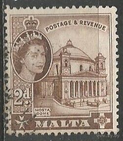Мальта. Королева Елизавета II. Собор в Моста. 1956г. Mi#241.