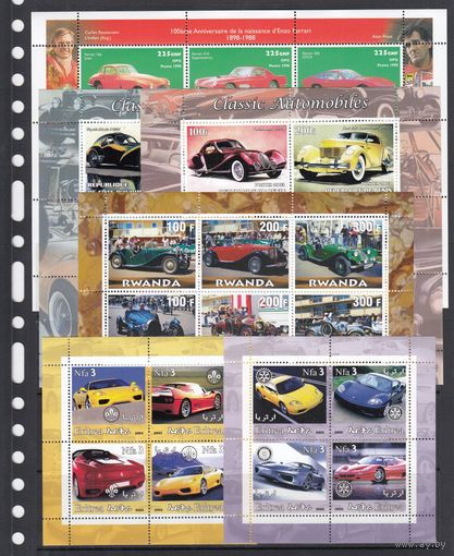 Автомобили Транспорт 1998 - 2003 Бенин Гвинея Руанда Эритрея MNH 6 разных листов зуб Лот