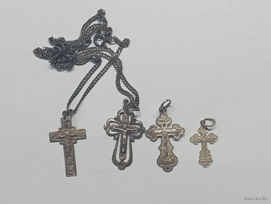 Лот серебряных нательных крестиков 925 пробы.С рубля