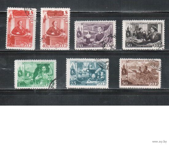 СССР-1949 (Заг.1278(2)-1284(2))   гаш.(с клеем), растры ВР+ГР,  8 Марта(2)