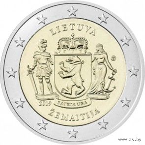 2 евро 2019 Литва Жемайтия UNC из ролла