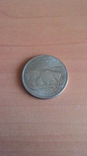 США, 25 центов 2006. Квотер штата Северная Дакота. Двор P.