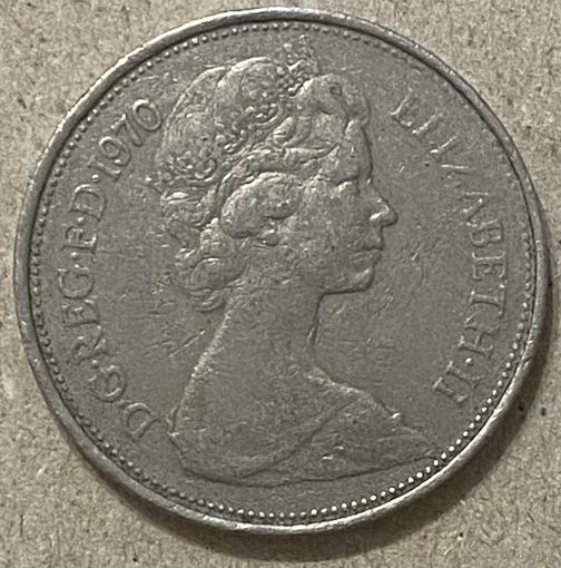 Монета 10 нью пенсов 1970 год. Великобритания. Королева Елизовета II