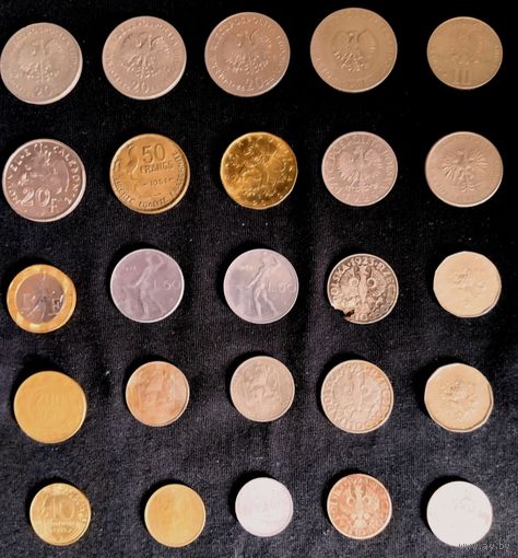Европа лот монет Польша Чехия Франция Италия