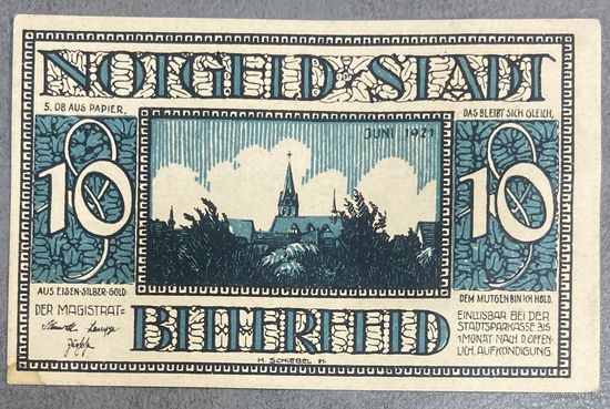 Нотгельд 10 пфеннигов 1921 год. Биттерфельд. Веймарская республика