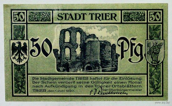 РАСПРОДАЖА!!! - ГЕРМАНИЯ ТРИР (РЕЙНЛАНД-ПФАЛЬЦ) 50 пфеннигов 1920 год - UNC!