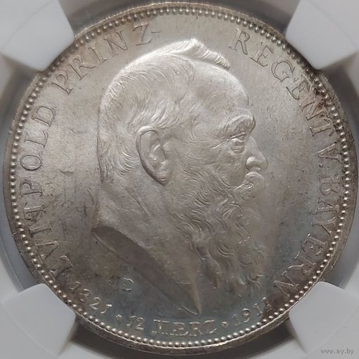 5 марок 1911 Бавария MS-65 NGC