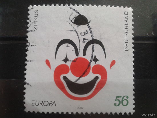 Германия 2002 Европа, цирк Михель-1,0 евро гаш. зубцовка 13 1/4