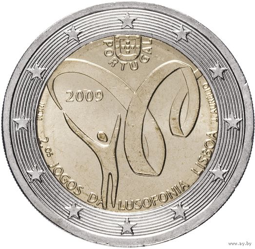 2 евро 2009 Португалия Португалоязычные игры UNC из ролла