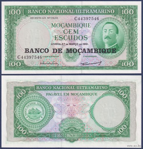 Мозамбик, 100 эскудо 1961 (1976) г, P-117 (C, губернатор Айрес-де-Орнелас), UNC