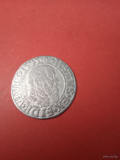 Грош 1545. Пруссия. Альбрехт Бранденбург Ансбахский. Серебро. С рубля. (08). Последний Великий Магистр Тевтонского Ордена
