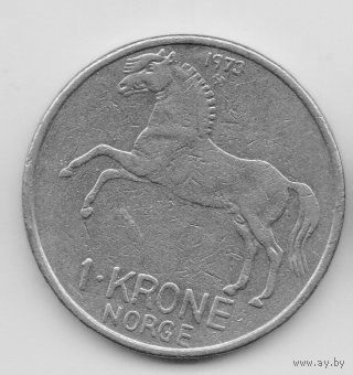 КОРОЛЕВСТВО НОРВЕГИЯ. 1 КРОНА 1973. ФАУНА. НОРВЕЖСКАЯ ФЬОРДОВАЯ ЛОШАДЬ