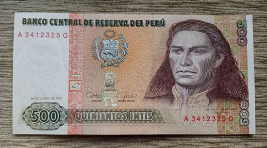 Werty71 Перу 500 инти 1987 UNC банкнота