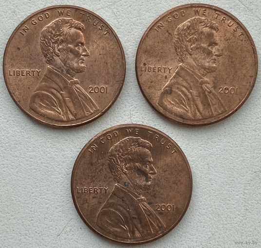 США 1 цент 2001 г. Цена за 1 шт.