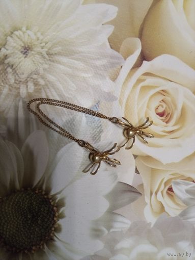 Брошь Пауки из латуни