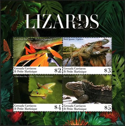 2019 Гренада Гренадины 5336-5339KL Рептилии - Ящерицы 12,50 евро