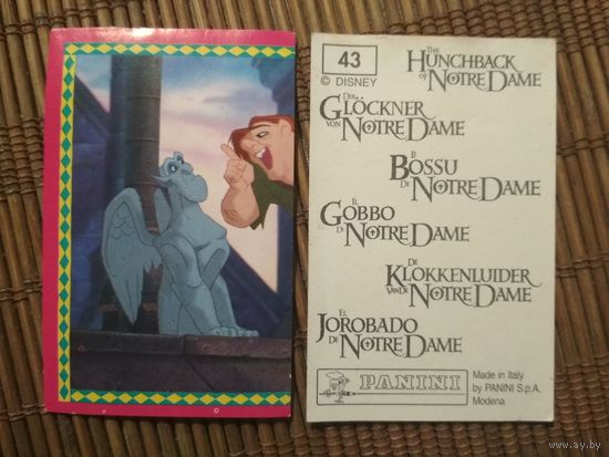 Наклейка PANINI Горбун из Нотр-Дам. номер 43. 1996 год