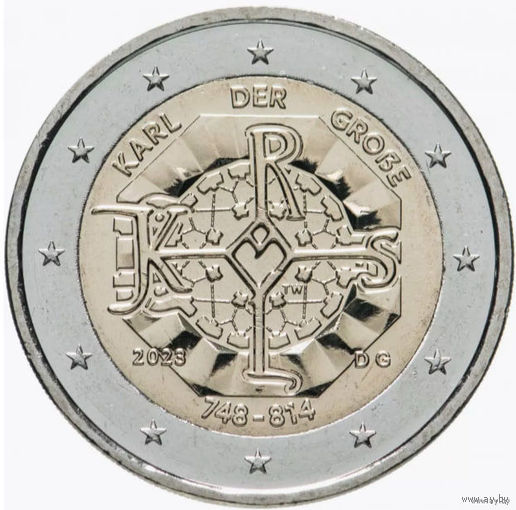 Германия 2 евро 2023 года, UNC. 1275 лет со дня рождения Карла Великого. Сторгуй за свою цену, предложи обмен! Y