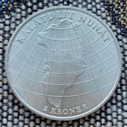 Гренландия 2 кроны 1953 года, UNC. Дания. Серебро! Сторгуй за свою цену, предложи обмен! Y