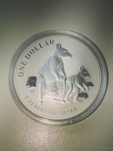 Монете Кенгуру,Мать и дитя.Унция серебро 999.9